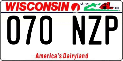 WI license plate 070NZP