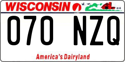 WI license plate 070NZQ
