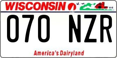 WI license plate 070NZR