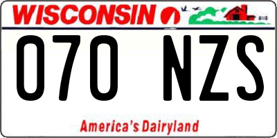 WI license plate 070NZS