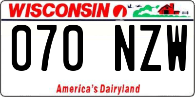 WI license plate 070NZW