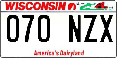 WI license plate 070NZX