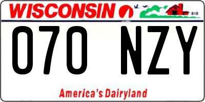 WI license plate 070NZY