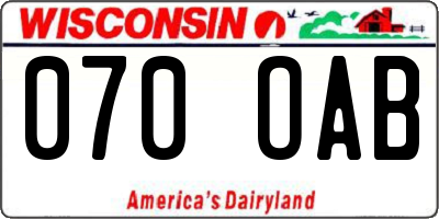 WI license plate 070OAB