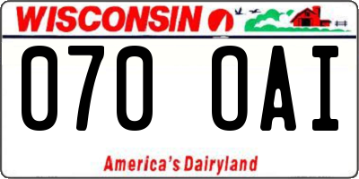 WI license plate 070OAI