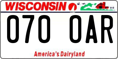 WI license plate 070OAR