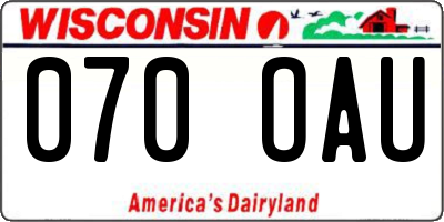 WI license plate 070OAU