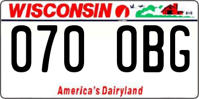 WI license plate 070OBG