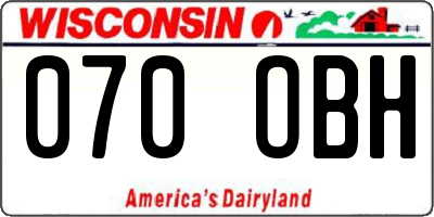 WI license plate 070OBH