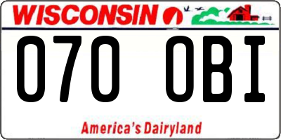 WI license plate 070OBI
