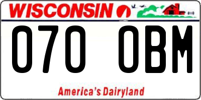 WI license plate 070OBM
