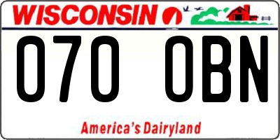 WI license plate 070OBN