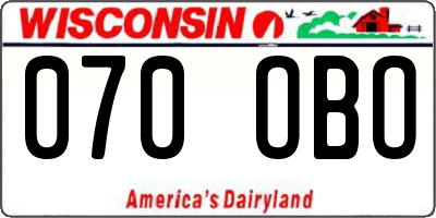 WI license plate 070OBO