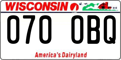 WI license plate 070OBQ