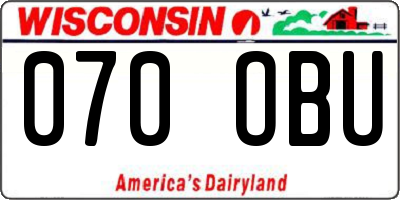 WI license plate 070OBU