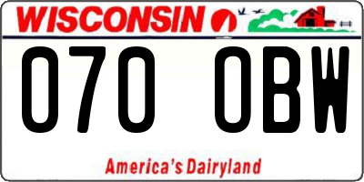 WI license plate 070OBW