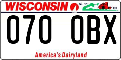 WI license plate 070OBX
