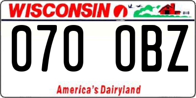 WI license plate 070OBZ