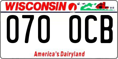 WI license plate 070OCB
