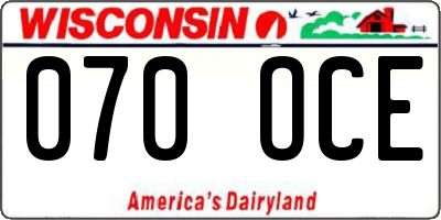 WI license plate 070OCE