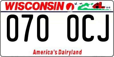 WI license plate 070OCJ