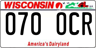 WI license plate 070OCR