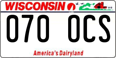 WI license plate 070OCS