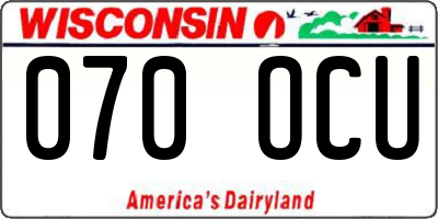 WI license plate 070OCU