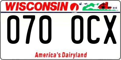 WI license plate 070OCX