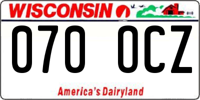 WI license plate 070OCZ