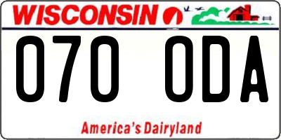 WI license plate 070ODA