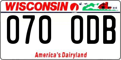 WI license plate 070ODB