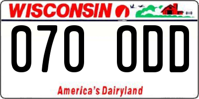 WI license plate 070ODD