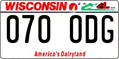 WI license plate 070ODG