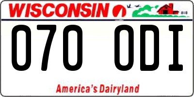 WI license plate 070ODI