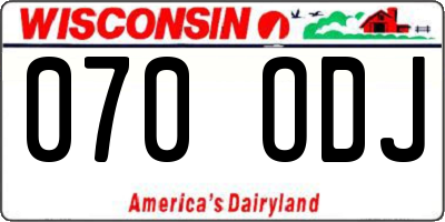WI license plate 070ODJ