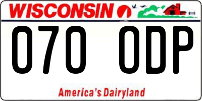 WI license plate 070ODP