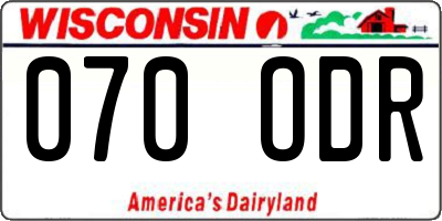WI license plate 070ODR