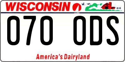 WI license plate 070ODS