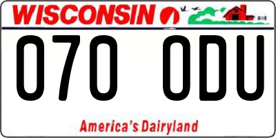 WI license plate 070ODU