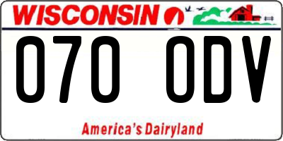 WI license plate 070ODV