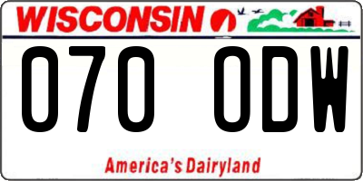 WI license plate 070ODW
