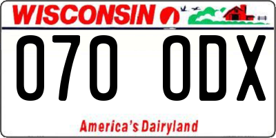 WI license plate 070ODX
