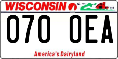 WI license plate 070OEA