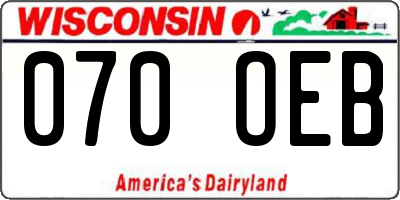 WI license plate 070OEB