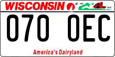 WI license plate 070OEC