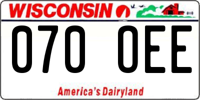 WI license plate 070OEE