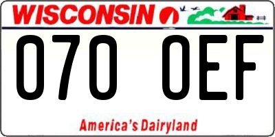 WI license plate 070OEF