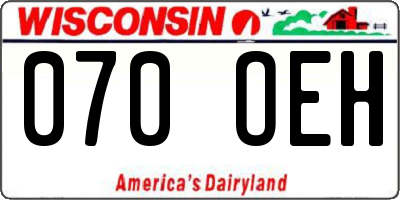 WI license plate 070OEH