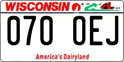 WI license plate 070OEJ
